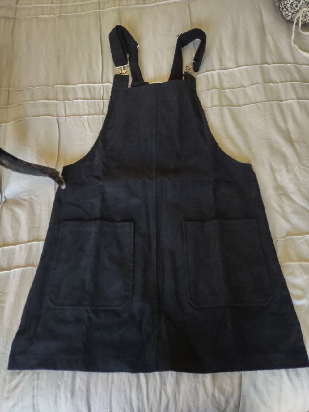 Pink Lily Black Corduroy Overall Dress